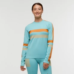 Debajo Seamless Baselayer Crew - Women's -Cotopaxi Shop 1200x1200png F23WDebajoSeamlessBaselayerCrewBluebirdStripes 2