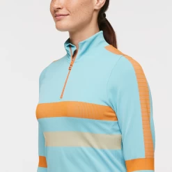 Debajo Seamless Baselayer Quarter-Zip - Women's -Cotopaxi Shop 1200x1200png F23WDebajoSeamlessBaselayerQuarterZipBluebirdStripes 5